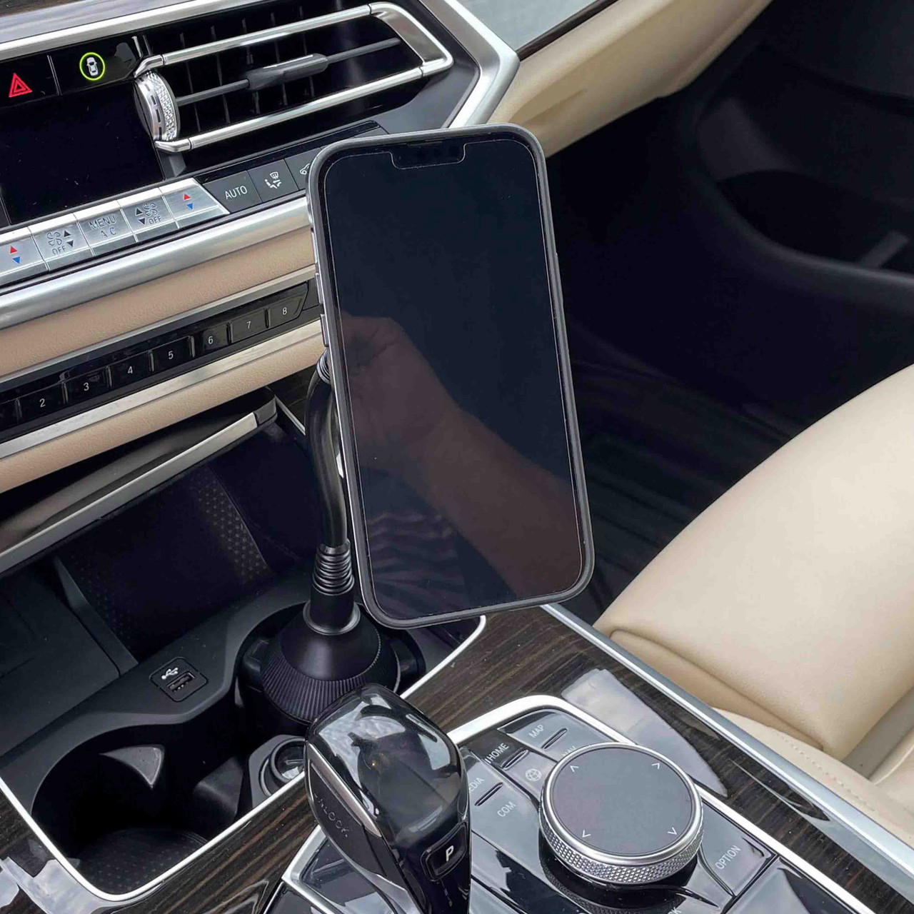 Magnetic Base Flexible Cell Phone Holder for Car Cup Holder